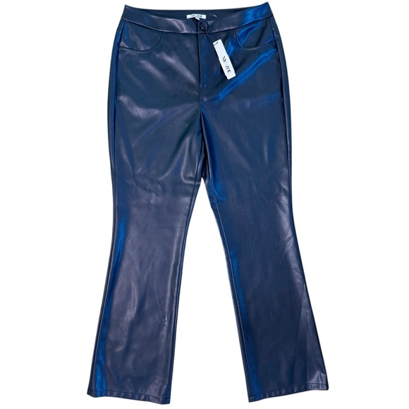 NIC + ZOE NWT Faux Leather Bootcut Pants Size 10 in Black - Picture 2 of 11